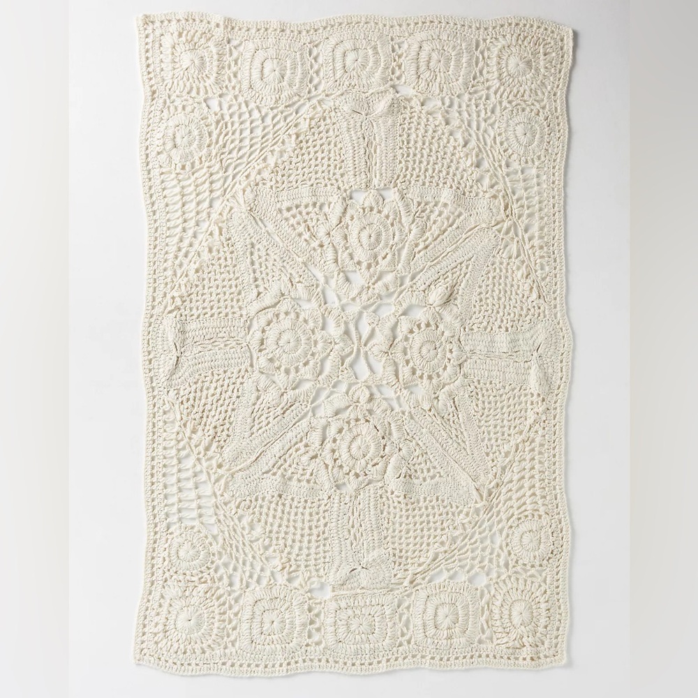 Anthropologie ASPEN CROCHET KNIT THROW BLANKET Style No.  4541315670022 …